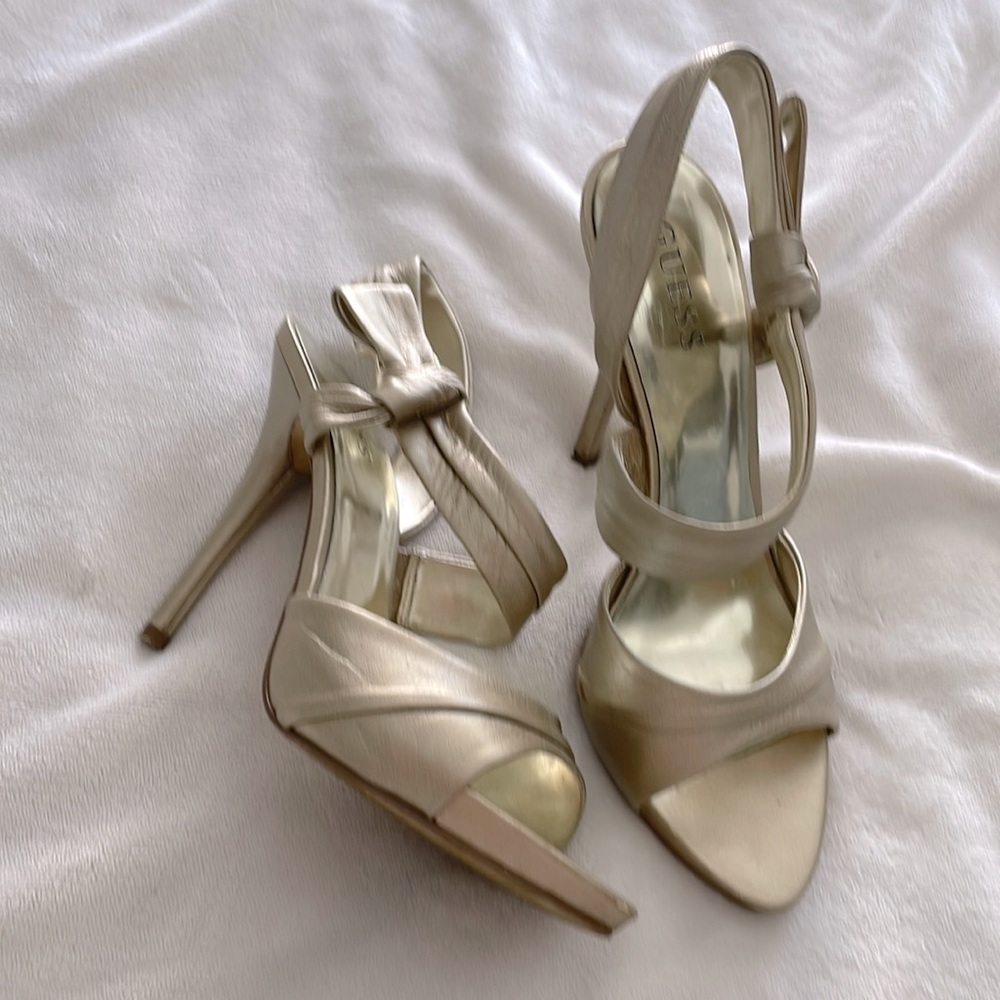 Guess Gold Leather Heels